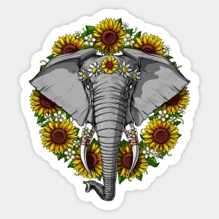 Elephant Sunflowers Sticker